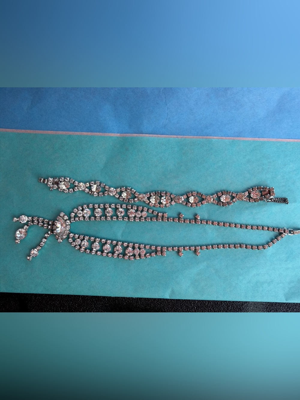 Vintage signed Kramer of NY crystal necklace & bracelet set